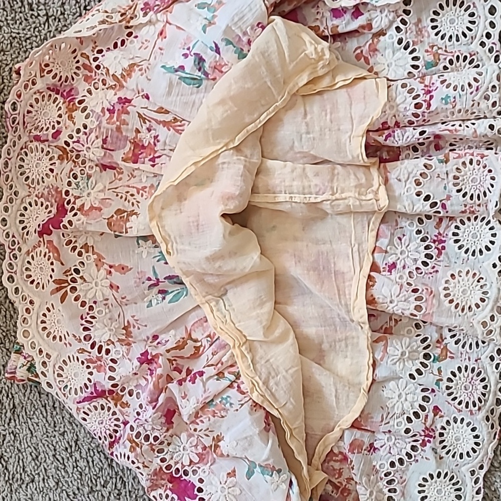 Cotton Watercolor Floral Flutter Mini Skirt - Picture 8 of 14